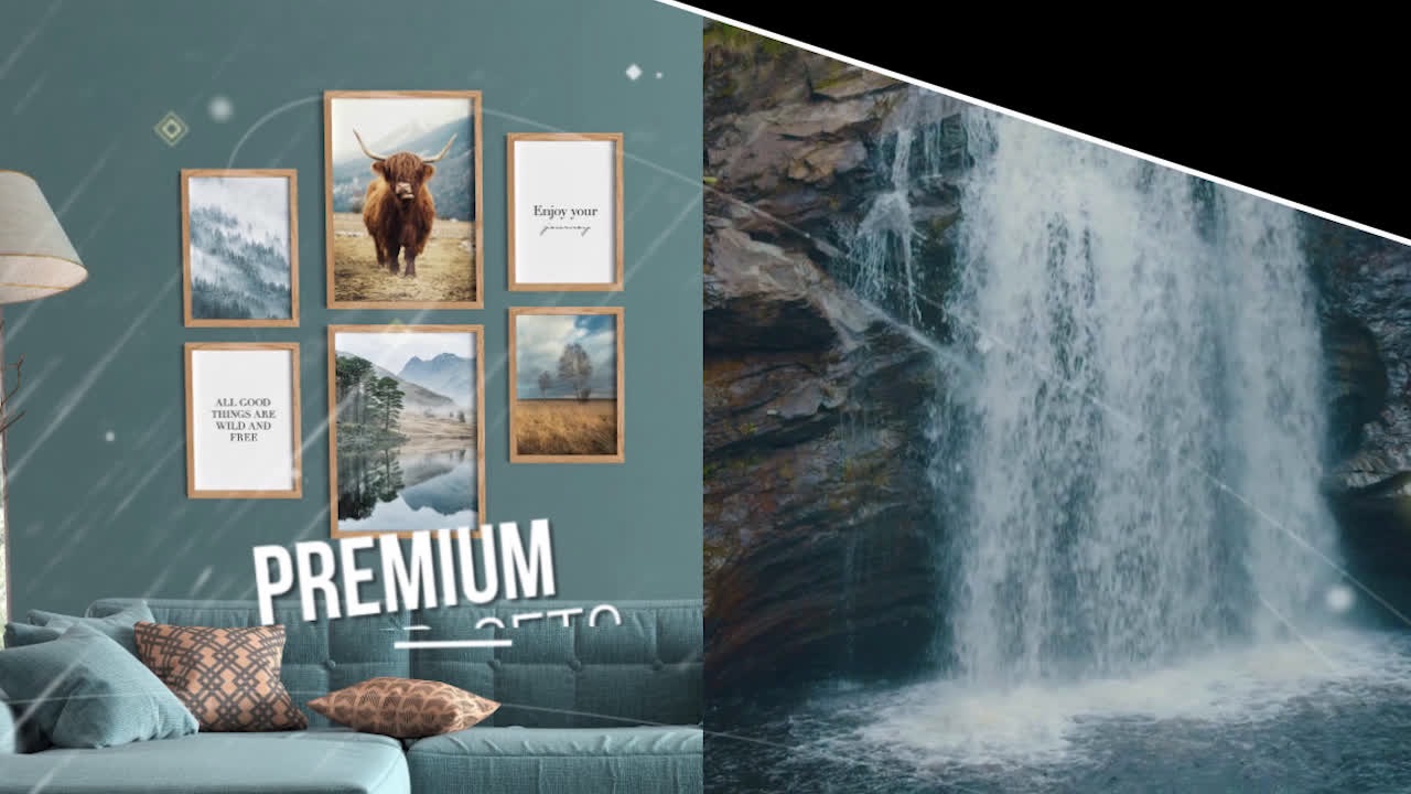 Standbild aus einer Video Ad: Poster-Set mit Wasserfall